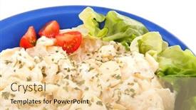  Presentation with vegan - Presentation theme featuring fresh-vegan-potato-salad background and a lemonade colored foreground