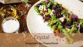  Presentation with fresh avocado - Colorful PPT theme enhanced with fresh-vegan-salad-avocado-couscous backdrop and a coral colored foreground