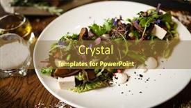  Presentation with fresh avocado - Audience pleasing presentation design consisting of fresh-vegan-salad-avocado-couscous backdrop and a tawny brown colored foreground