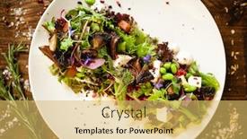  Presentation with fresh avocado - Cool new slide set with fresh-vegan-salad-avocado-couscous backdrop and a yellow colored foreground