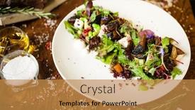  Presentation with soybean - Presentation theme enhanced with fresh-vegan-salad-avocado-couscous background and a gold colored foreground