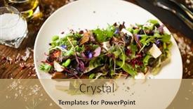  Presentation with soybean - Presentation theme enhanced with fresh-vegan-salad-avocado-couscous background and a coral colored foreground