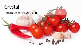  Presentation with capsicum - Colorful PPT theme enhanced with fresh vegetable bunch of fresh cherry tomato garlic capsicum pepper backdrop and a white colored foreground