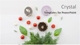  Presentation with explosion - Amazing PPT theme having fresh vegetable explosion top view backdrop and a white colored foreground