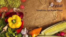  Presentation with vegetable cutting board - Slides having fresh vegetable on wooden board background and a red colored foreground