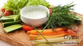  Presentation with white plate - Slide deck consisting of fresh vegetable plate with white background and a  colored foreground