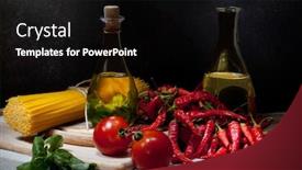  Presentation with vegetable oil - PPT theme consisting of fresh-vegetable-red-pepper-tomato background and a black colored foreground
