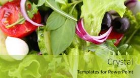  Presentation with salad - Beautiful presentation design featuring fresh-vegetable-salad-close-up backdrop and a  colored foreground