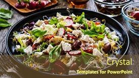  Presentation with feta cheese - PPT theme having fresh-vegetable-salad-feta-cheese background and a tawny brown colored foreground