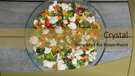  Presentation with cauliflower - Amazing PPT theme having fresh vegetable salad with cauliflower backdrop and a gold colored foreground
