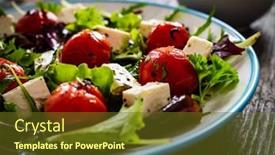  Presentation with feta cheese - Slide set consisting of fresh-vegetable-salad-with-feta background and a tawny brown colored foreground