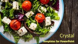  Presentation with feta cheese - PPT theme with fresh-vegetable-salad-with-feta background and a tawny brown colored foreground