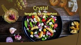  Presentation with feta cheese - Colorful slide set enhanced with fresh-vegetable-salad-with-feta backdrop and a tawny brown colored foreground