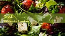  Presentation with feta cheese - Cool new PPT layouts with fresh-vegetable-salad-with-feta backdrop and a tawny brown colored foreground