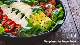  Presentation with fresh avocado - Slide deck enhanced with fresh-vegetable-salad-with-robiola background and a dark gray colored foreground