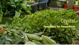  Presentation with market - Colorful theme enhanced with fresh-vegetable-sell-in-wet backdrop and a tawny brown colored foreground