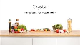  Presentation with cutting board - Presentation theme having fresh-vegetables-and-a-cutting background and a  colored foreground