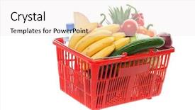  Presentation with vegetables - PPT theme consisting of shopping basket full of fresh background and a white colored foreground