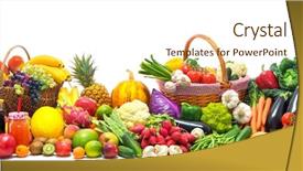  Presentation with vegetables - Slide deck enhanced with fresh vegetables and fruits background background and a cream colored foreground