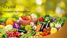  Presentation with fresh fruits vegetables groceries paper - Slides having fresh vegetables and fruits background background and a yellow colored foreground