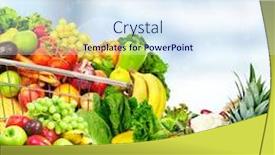  Presentation with fresh fruits vegetables - Audience pleasing slide set consisting of fresh vegetables and fruits over blue background healthy diet backdrop and a sky blue colored foreground