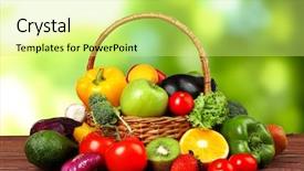  Presentation with fresh fruits vegetables - Beautiful presentation theme featuring fresh vegetables and fruits backdrop and a yellow colored foreground