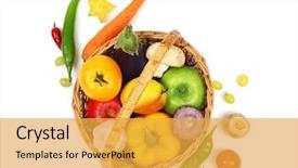  Presentation with fresh fruits vegetables - Beautiful PPT theme featuring fresh vegetables and fruits backdrop and a yellow colored foreground