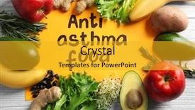  Presentation with asthma - Amazing PPT layouts having fresh vegetables and fruits backdrop and a gold colored foreground