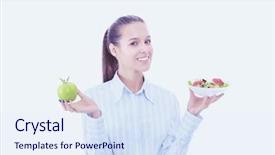  Presentation with doctor helps to get out of bed an elderly woman - Cool new PPT theme with fresh vegetables and green apple backdrop and a  colored foreground