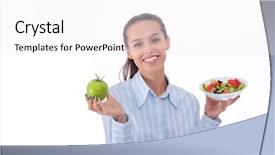  Presentation with doctor helps to get out of bed an elderly woman - Cool new presentation theme with fresh vegetables and green apple backdrop and a white colored foreground