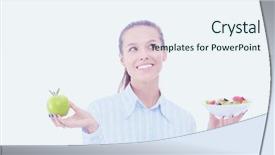  Presentation with fresh fruits and vegetables - PPT theme featuring fresh vegetables and green apple background and a sky blue colored foreground