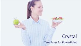  Presentation with green plate - Cool new PPT layouts with fresh vegetables and green apple backdrop and a sky blue colored foreground