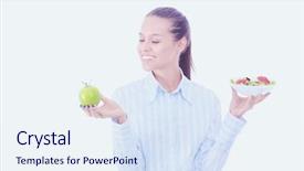  Presentation with green plate - Amazing slide set having fresh vegetables and green apple backdrop and a sky blue colored foreground