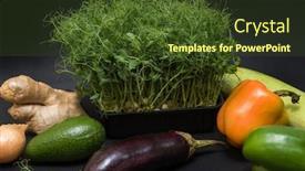  Presentation with healthy food - Amazing presentation design having fresh-vegetables-and-micro-greens backdrop and a tawny brown colored foreground