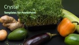  Presentation with healthy food - Slide deck having fresh-vegetables-and-micro-greens background and a tawny brown colored foreground