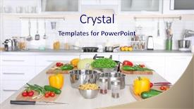  Presentation with utensils - Beautiful slides featuring fresh vegetables and utensils backdrop and a sky blue colored foreground