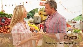  Presentation with vegetables - Presentation theme featuring fresh vegetables at farmers market background and a coral colored foreground