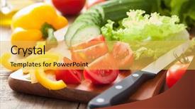  Presentation with pepper - Colorful PPT theme enhanced with fresh vegetables cucumber tomatoes pepper backdrop and a yellow colored foreground