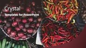  Presentation with street food - Slide set having fresh-vegetables-for-sale background and a tawny brown colored foreground