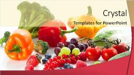  Presentation with fresh fruits and vegetables - Slides having fresh vegetables fruits and berries background and a  colored foreground
