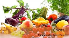  Presentation with fresh cut fruits vegetables - Presentation theme enhanced with fresh vegetables fruits and berries background and a  colored foreground