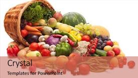  Presentation with fresh fruits vegetables - Audience pleasing PPT theme consisting of fresh vegetables fruits and other backdrop and a coral colored foreground