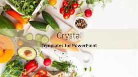  Presentation with food meals - Slide set enhanced with fresh-vegetables-fruits-microgreens background and a lemonade colored foreground