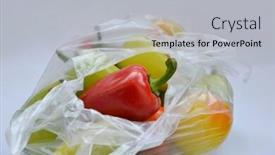  Presentation with plastic bag - Slide set consisting of fresh vegetables in a plastic background and a light gray colored foreground