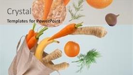  Presentation with eco plastic - Beautiful theme featuring fresh-vegetables-in-bio-eco backdrop and a coral colored foreground