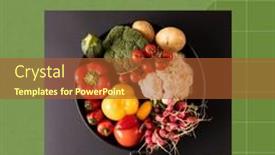  Presentation with green fresh food - Presentation featuring fresh-vegetables-in-bowl background and a red colored foreground