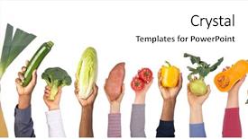  Presentation with vegetables - PPT theme having fresh vegetables in hands isolated background and a cream colored foreground