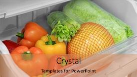  Presentation with refrigerator - Amazing presentation theme having fresh vegetables in refrigerator backdrop and a gold colored foreground