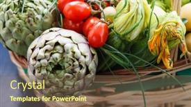  Presentation with vegetables - Presentation design consisting of fresh-vegetables-in-the-basket background and a tawny brown colored foreground