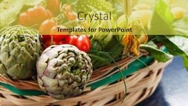  Presentation with vegetables - PPT layouts with fresh-vegetables-in-the-basket background and a yellow colored foreground
